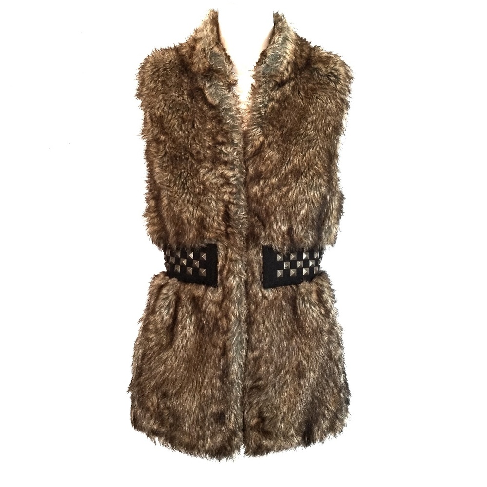 Romeo & Juliet Couture Faux Fur Vest Studded Small - Picture 1 of 5